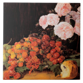 Liv med Ro, jordgubbar och bröd Kakelplatta