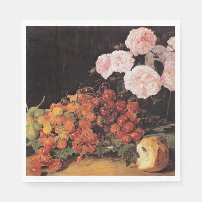 Liv med Ro, jordgubbar och bröd Pappersservett (Framsidan)