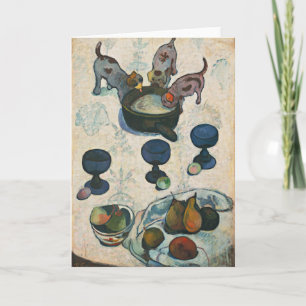 Liv med tre valpar Paul Gauguin Kort