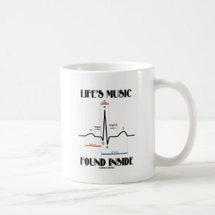 Liv musik fann insida (ECG-/EKGhjärtslaget) Kaffemugg