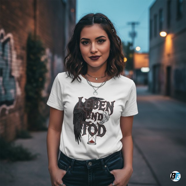 💀 "Liv och Död" Raven Timglas Gotisk T Shirt (Life & Death)