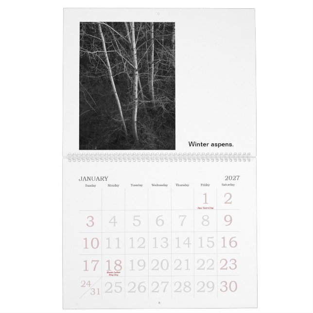 Liv och dödar av träd kalender (Jan 2027)