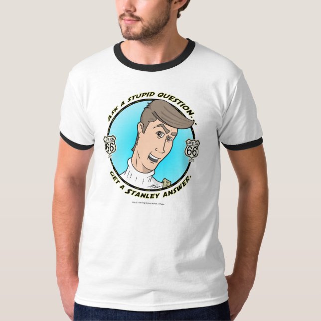 Liv på 66 frågar Stanley den Retro skjortan Tee Shirt (Framsida)