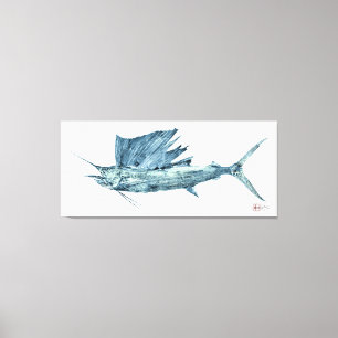 Liv - storlek atlantisk Sailfish Canvastryck