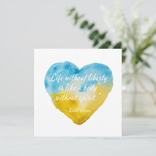 Liv utan frihet citat Ukraina Heart Kort