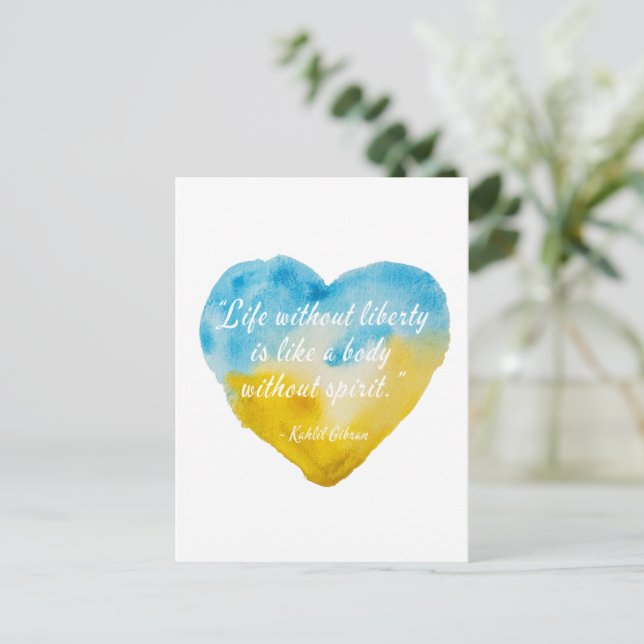 Liv utan frihet citat Ukraina Heart Vykort (Stående Fram)