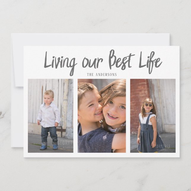 Liv vårt bästa liv Enkel foto Julkort (Framsida)