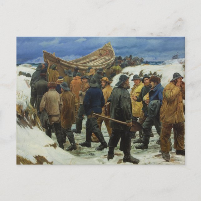 Livbåten tas genom Dunes av Ancher Vykort (Framsida)