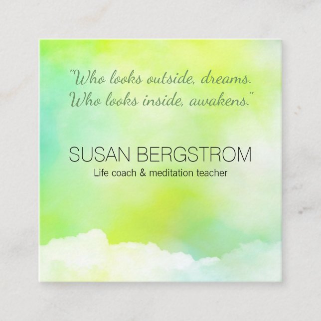 Livbuss, massageterapeut, medlingslärare fyrkantigt visitkort (Framsida)