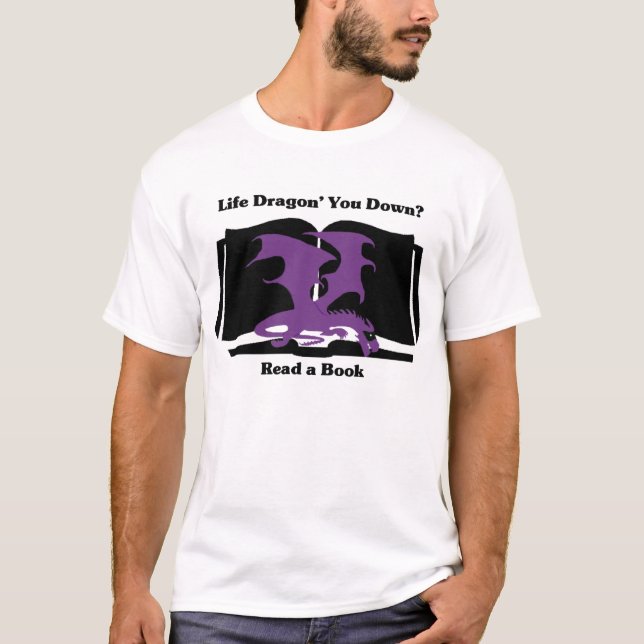 Livdraken som du besegrar, läste en bok tee shirt (Framsida)