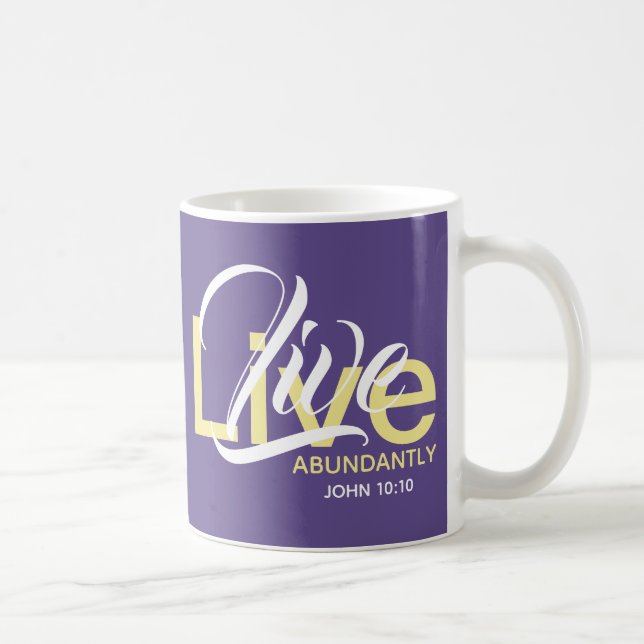 Live Abully John 10:10 Lila Anpassningsbar Scriptu Kaffemugg (Höger)