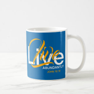 LIVE ABUNDANTLY Christian Abundant Life Blue Kaffemugg