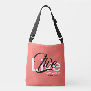 LIVE ABUNDANTLY Christian Abundant Life Coral Axelväska