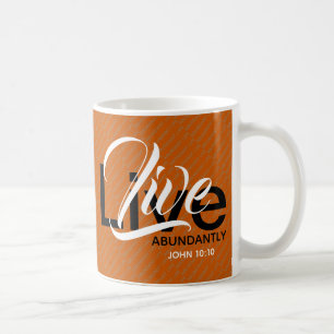 LIVE ABUNDANTLY Christian Abundant Life Orange Kaffemugg