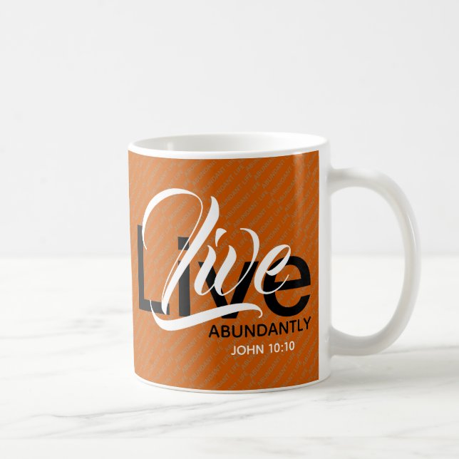 LIVE ABUNDANTLY Christian Abundant Life Orange Kaffemugg (Höger)