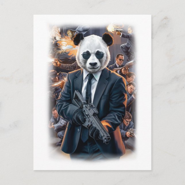 Live Action Panda Hero Movie on a White Helg Vykort (Framsida)
