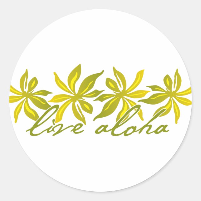 Live Aloha Runt Klistermärke (Framsida)