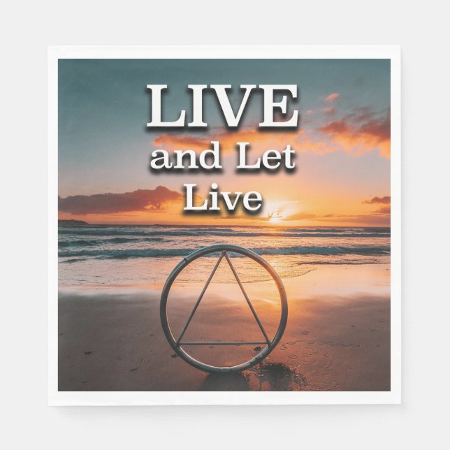 Live And Let Live Recovery Slogan Sunrise Pappersservett (Framsidan)