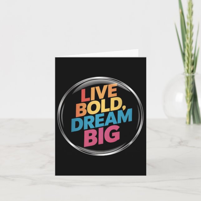 Live Bold Dream Big Sticker Kort (Framsida)