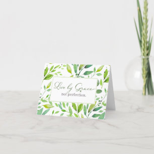 Live by Grace Not Perfection Grönt Löv Notecard Tack Kort