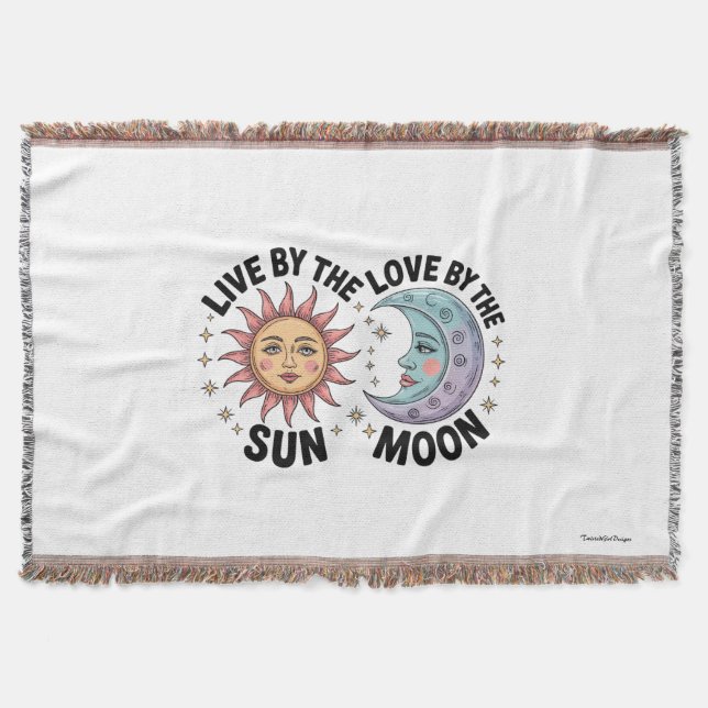 Live by the Sun Love by the Moon Retro Tote Bag Filt (Framsidan)