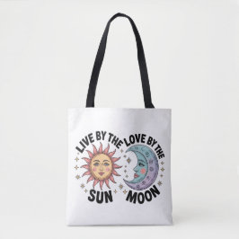 Live by the Sun Love by the Moon Retro Tote Bag Tygkasse