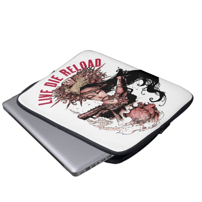 Live Die Reload Art laptop sleeve (Framre botten)