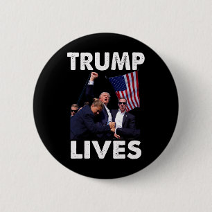 Live Donald Trump Mugg Shot - Överlämnar aldrig Knapp