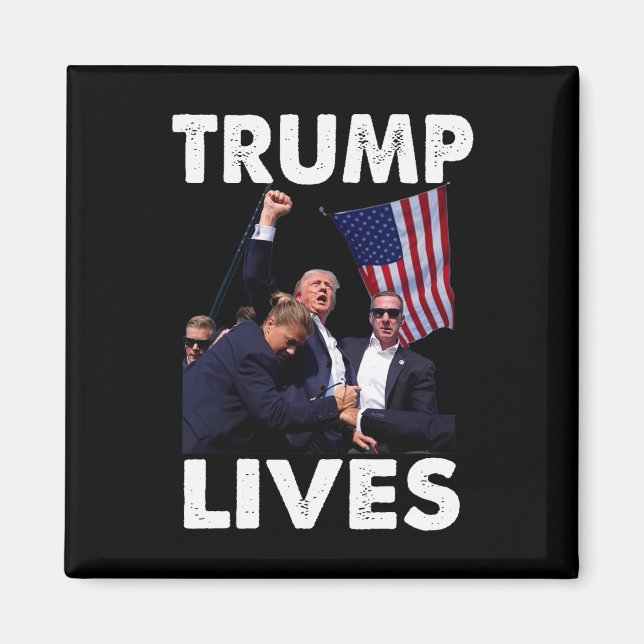 Live Donald Trump Mugg Shot - Överlämnar aldrig Magnet (Framsidan)