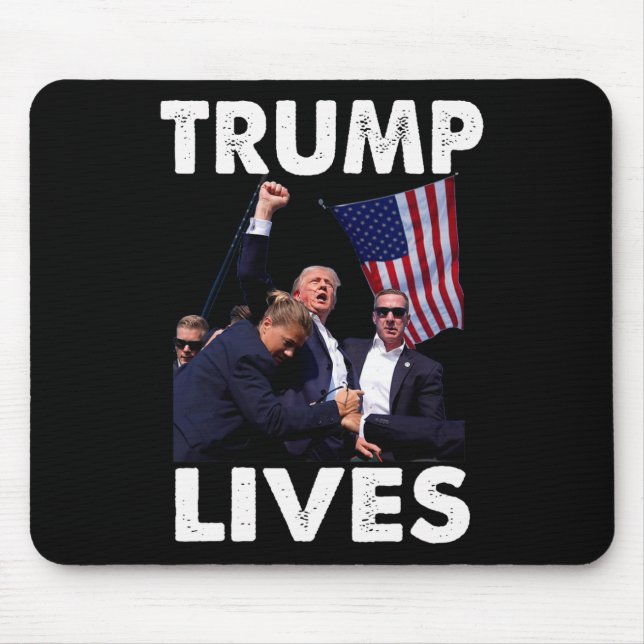 Live Donald Trump Mugg Shot - Överlämnar aldrig Musmatta (Framsidan)