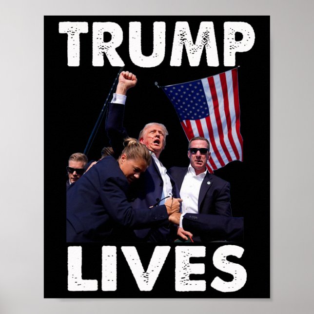 Live Donald Trump Mugg Shot - Överlämnar aldrig Poster (Framsidan)