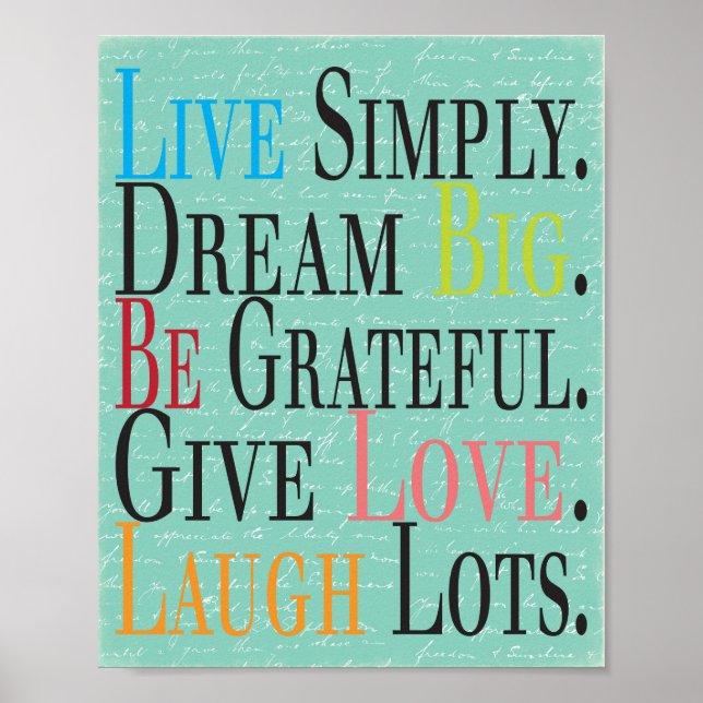 Live, Dream, Be, Ge, Laugh Poster (Framsidan)