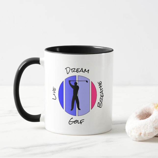 Live, dream, breathe golf mugg (Med munk)
