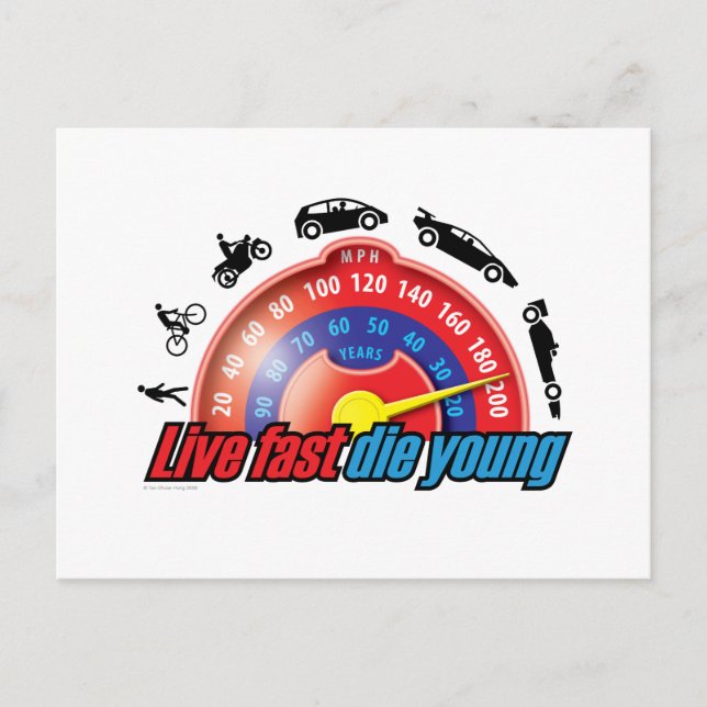 Live Fast Die Young Vykort (Framsida)