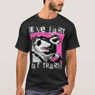 Live Fast Eat Sopor Funny Possum Racoon Retro Sol T Shirt