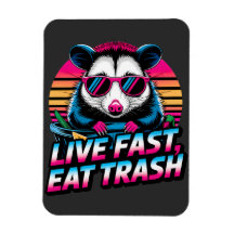 Live Fast Eat Sopor Funny Retro Opossum