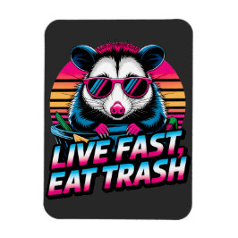 Live Fast Eat Sopor Funny Retro Opossum Magnet