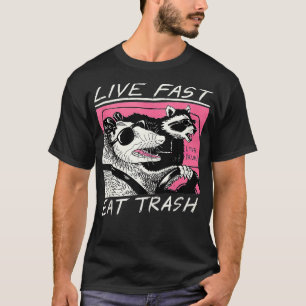 Live Fast Eat Sopor Funny Retro Raccoon Opossum T Shirt