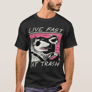 Live Fast Eat Sopor Funny Retro Raccoon Opossum T Shirt