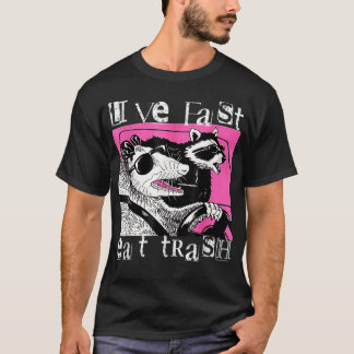 Live Fast Eat Sopor Tee Funny Possum Racoon Retro
