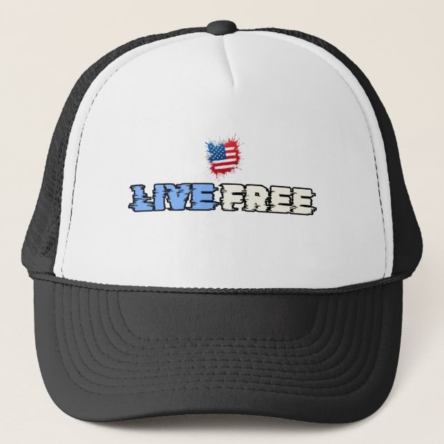 Live Free American Flagga Distress Stil Keps (Framsida)