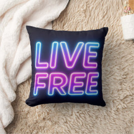 Live Free Neon Typografi Design Kudde