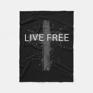 Live Free Text Kristna, Patriotiska Kors Flagga Fa Fleecefilt