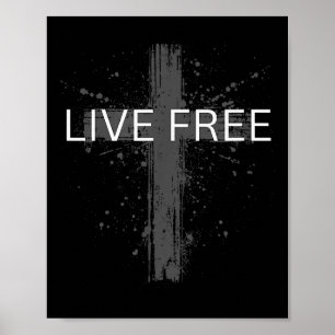 Live Free Text Kristna, Patriotiska Kors Flagga Fa Poster