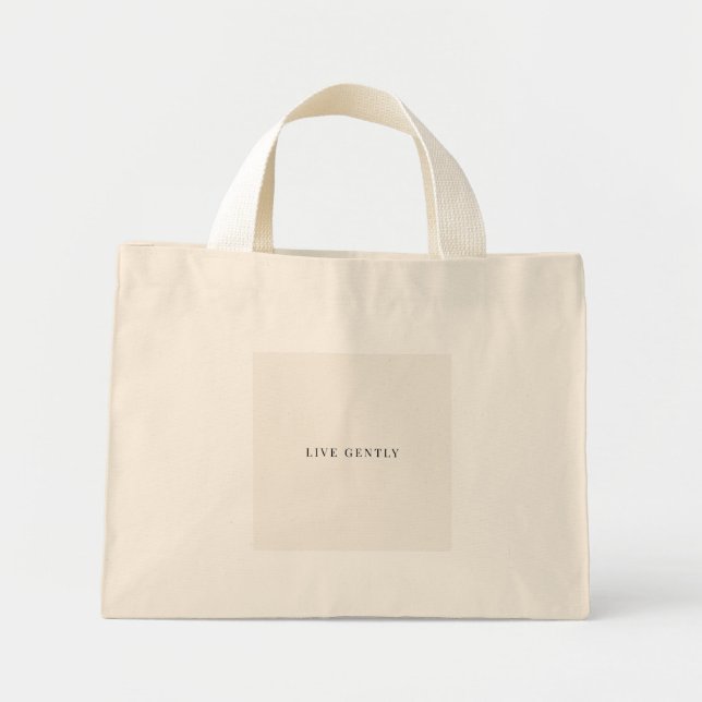 Live Gently Citat, minimalistisk  Mini Tygkasse (Framsidan)