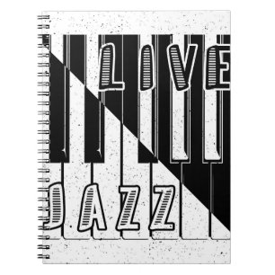 Live Jazz Calligraphy Illusion Logotyp Letar med Anteckningsbok