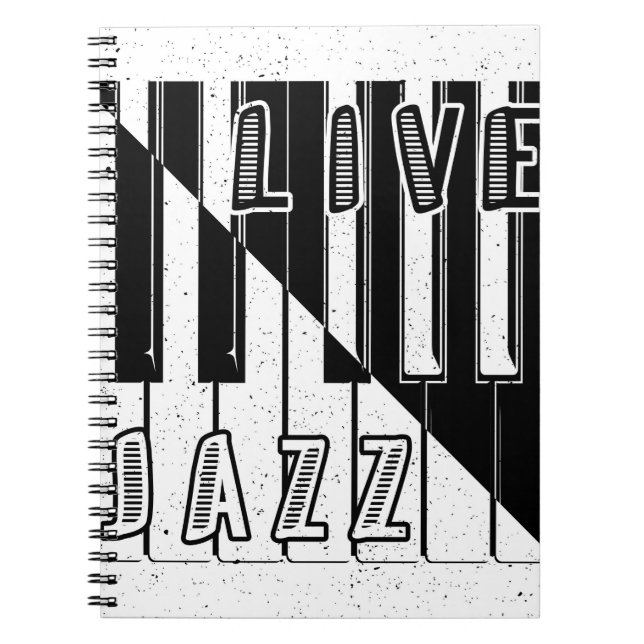 Live Jazz Calligraphy Illusion Logotyp Letar med Anteckningsbok (Framsidan)