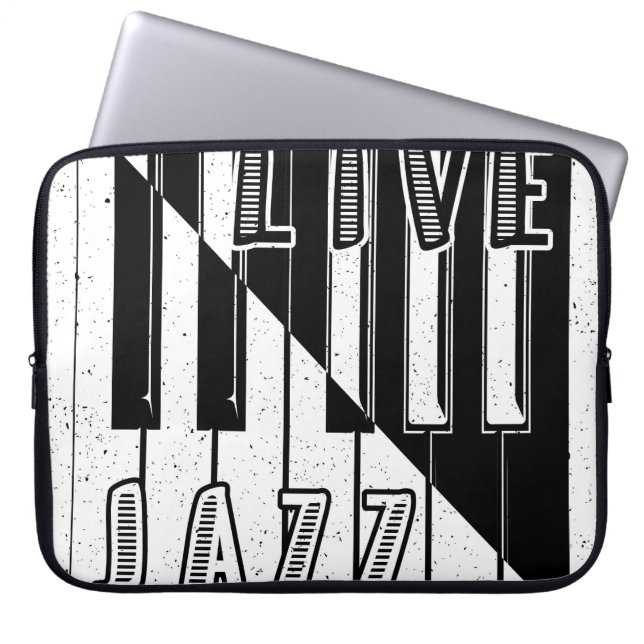 Live Jazz Calligraphy Illusion Logotyp Letar med Laptop Fodral (Framsidan)