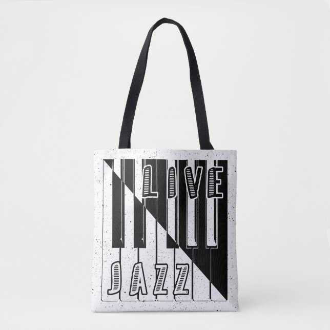 Live Jazz Calligraphy Illusion Logotyp Letar med Tygkasse (Framsida)