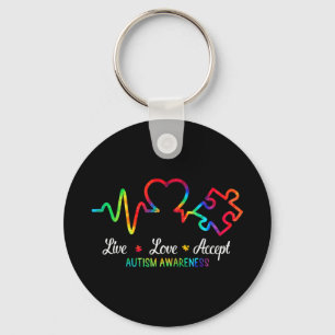 Live Kärlek Accept Autism Awareness Month Shirt, H Nyckelring